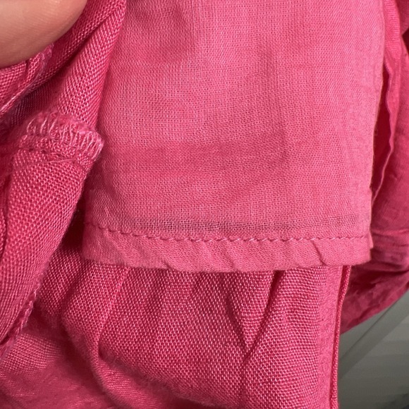 Sim & Sam Linen Blend Puff Sleeve Mini Dress Sundress Size Medium Hot Pink NWT - Picture 10 of 11